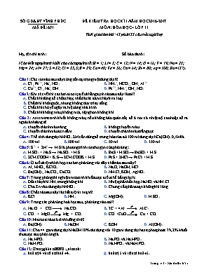 Đề kiểm tra học kì I năm học 2016-2017 môn Hóa học lớp 11 - Mã đề 651